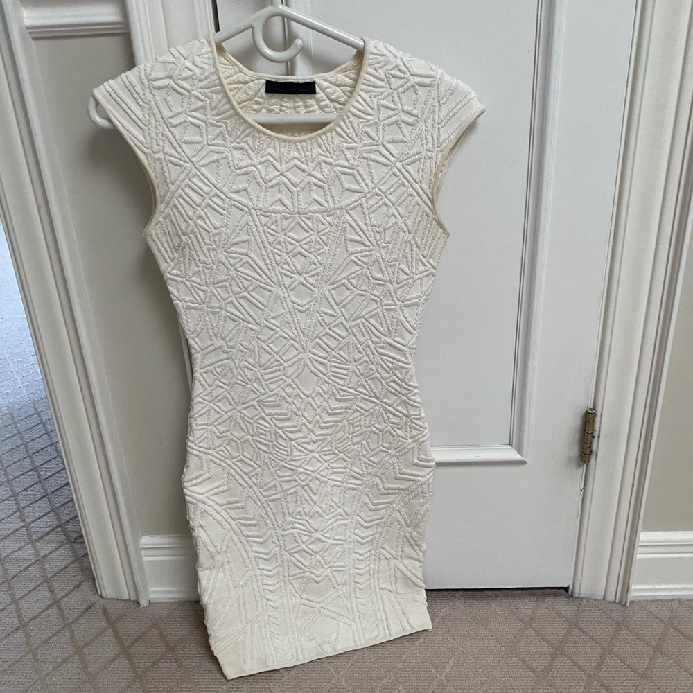 White RVN Bodycon Textured Mini Dress